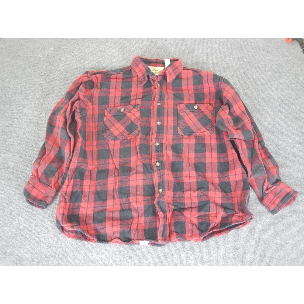 Kilimanjaro Flannel Button‎ Down Shirt XL Red Black Buffalo Plaid Outdoor Casual